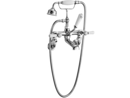 Hudson Reed Wall Mounted Bath Taps With White Levers