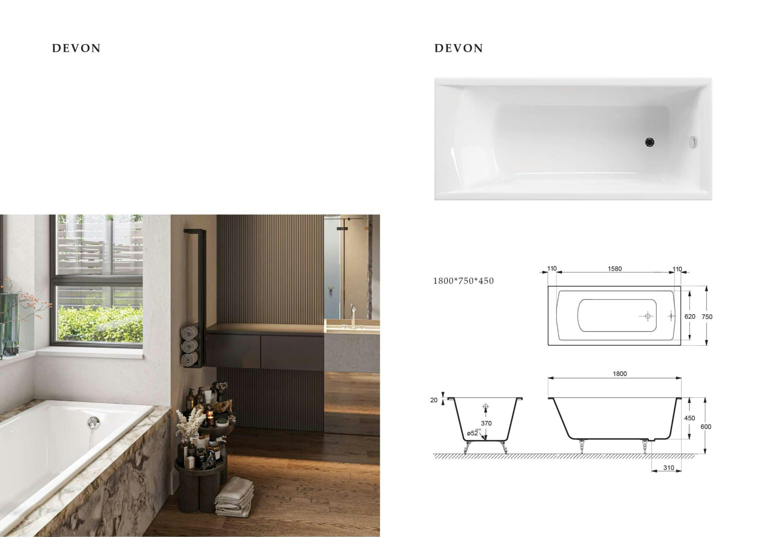 devon drop in cast iron bath